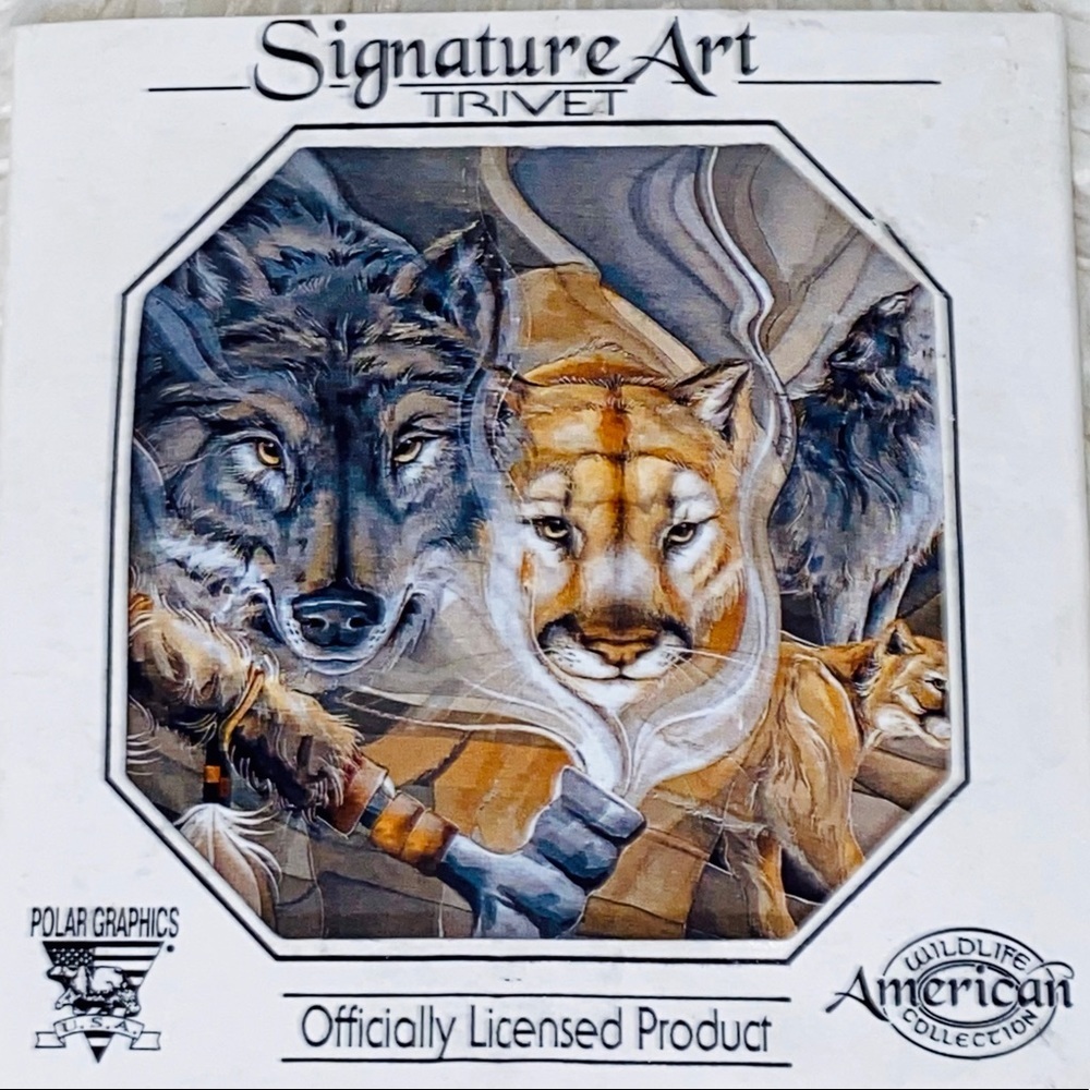 Wild Animal Hanging Tile Trivet -Signed By Artist